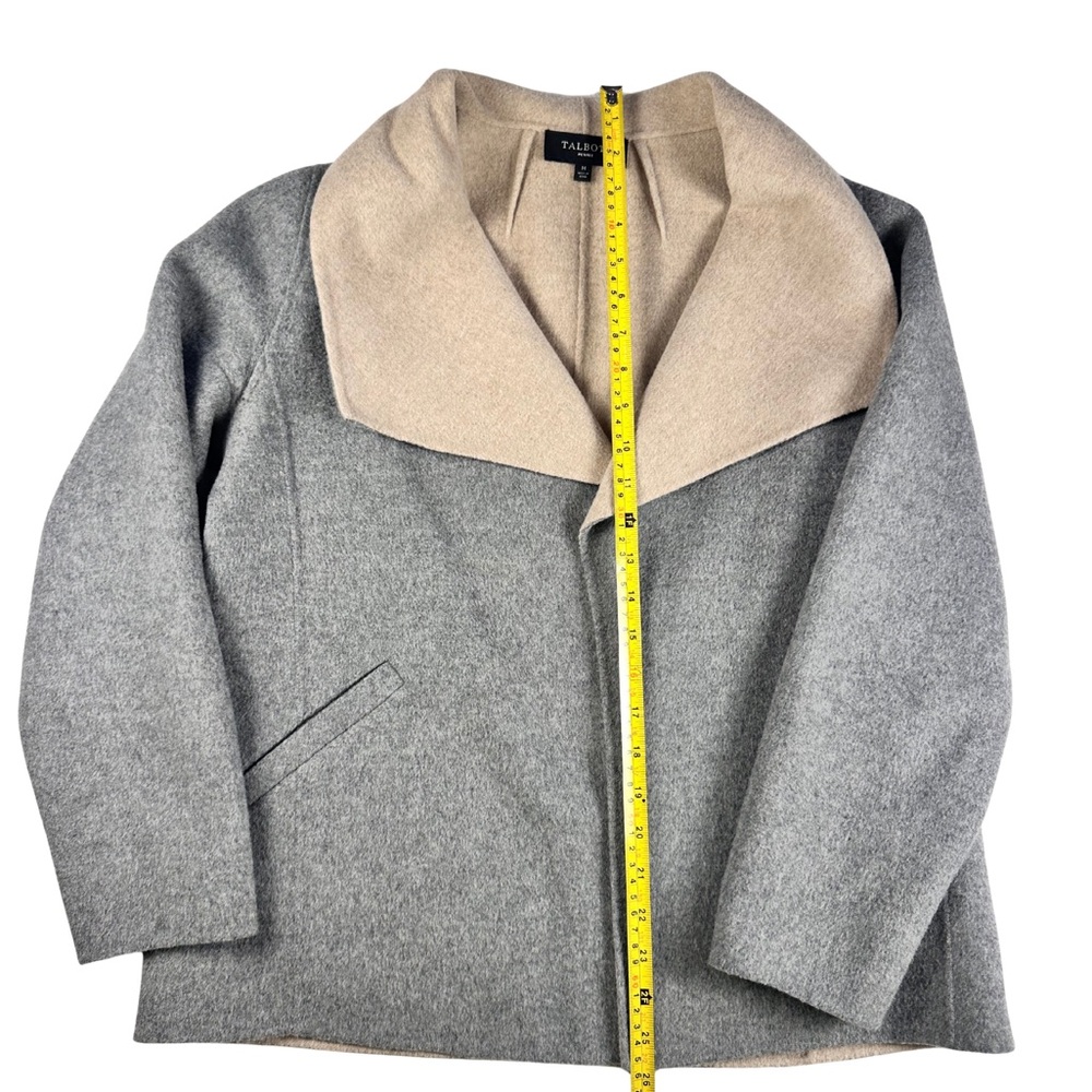 Talbots 90% Wool Jacket Cardigan Open Front M Beige Gray